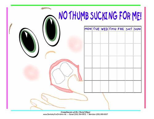 Dr. Higer - No Thumb Sucking Chart
